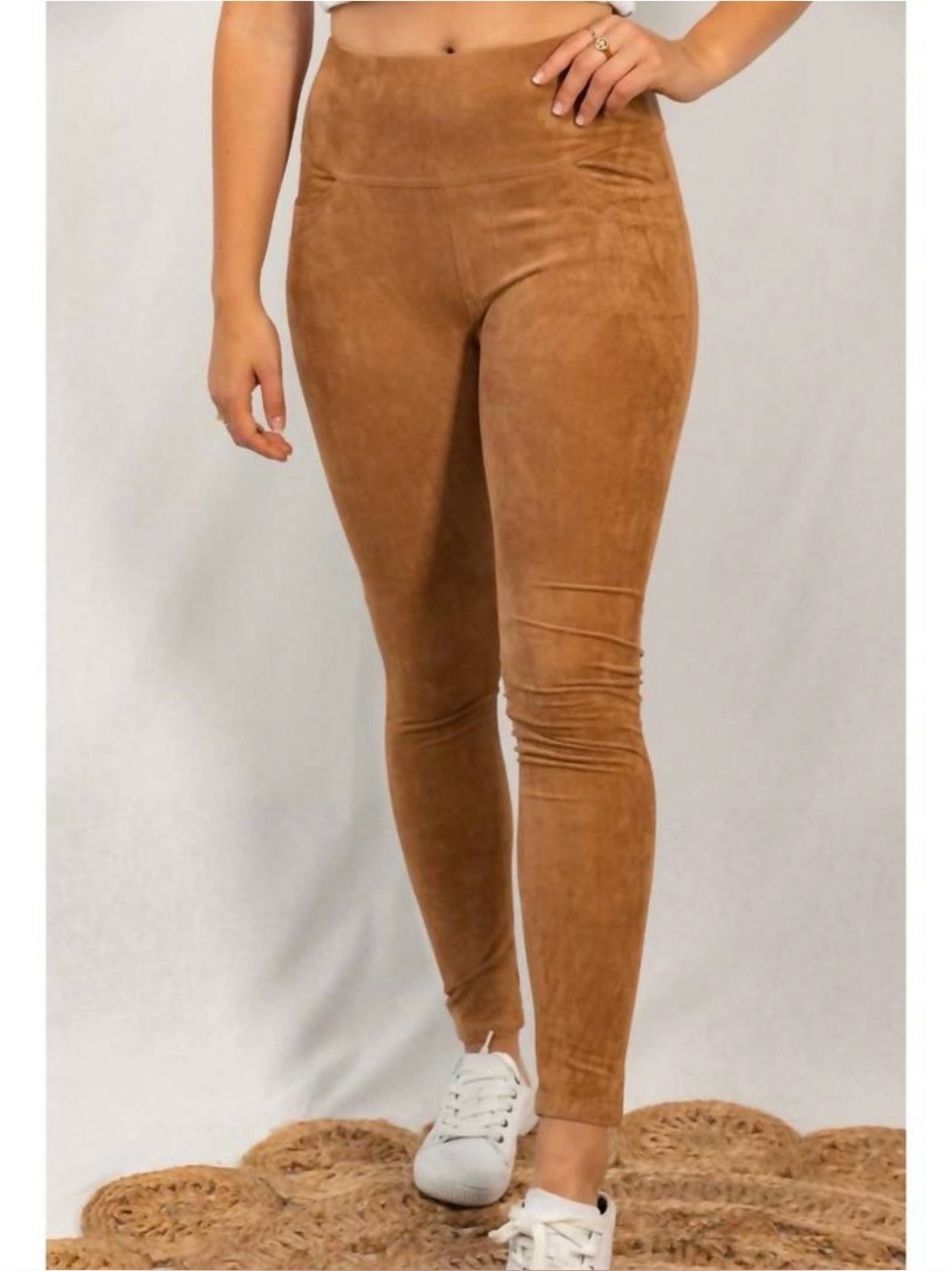 NWOT White Birch Clara Suede Leggings in camel